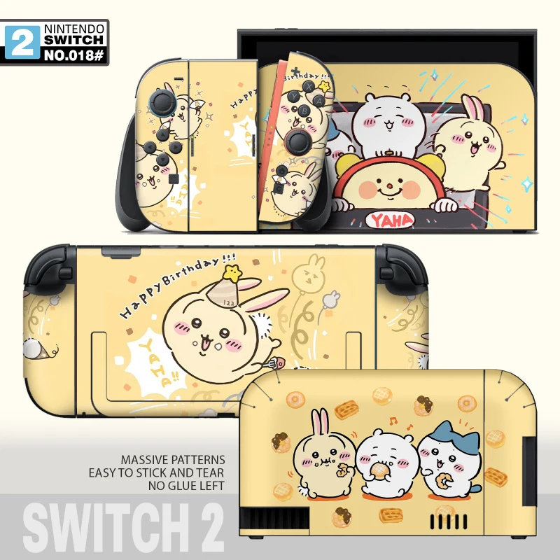 Anime Cartoon Genger Protector Sticker Skin for Nintendo Switch 2/Switch/OLED Chiikawa Joy-con Controller Vinyl
