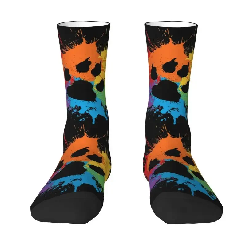 

Gay Bear Paw Pride Men's Crew Socks Unisex Cute GLBT LGBT Rainbow Pride Spring Summer Autumn Winter Dress Socks