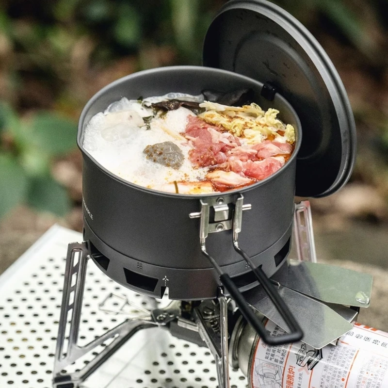 

Ветрозащитная уличная кастрюля для приготовления пищи с теплообменом, сменная кастрюля для кемпинга, легкая посуда для кемпинга,