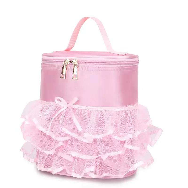 Bolsa de entrenamiento de baile para niños, mochila de falda de gasa duradera, Linda mochila rosa para niñas, suministros de espectáculo de