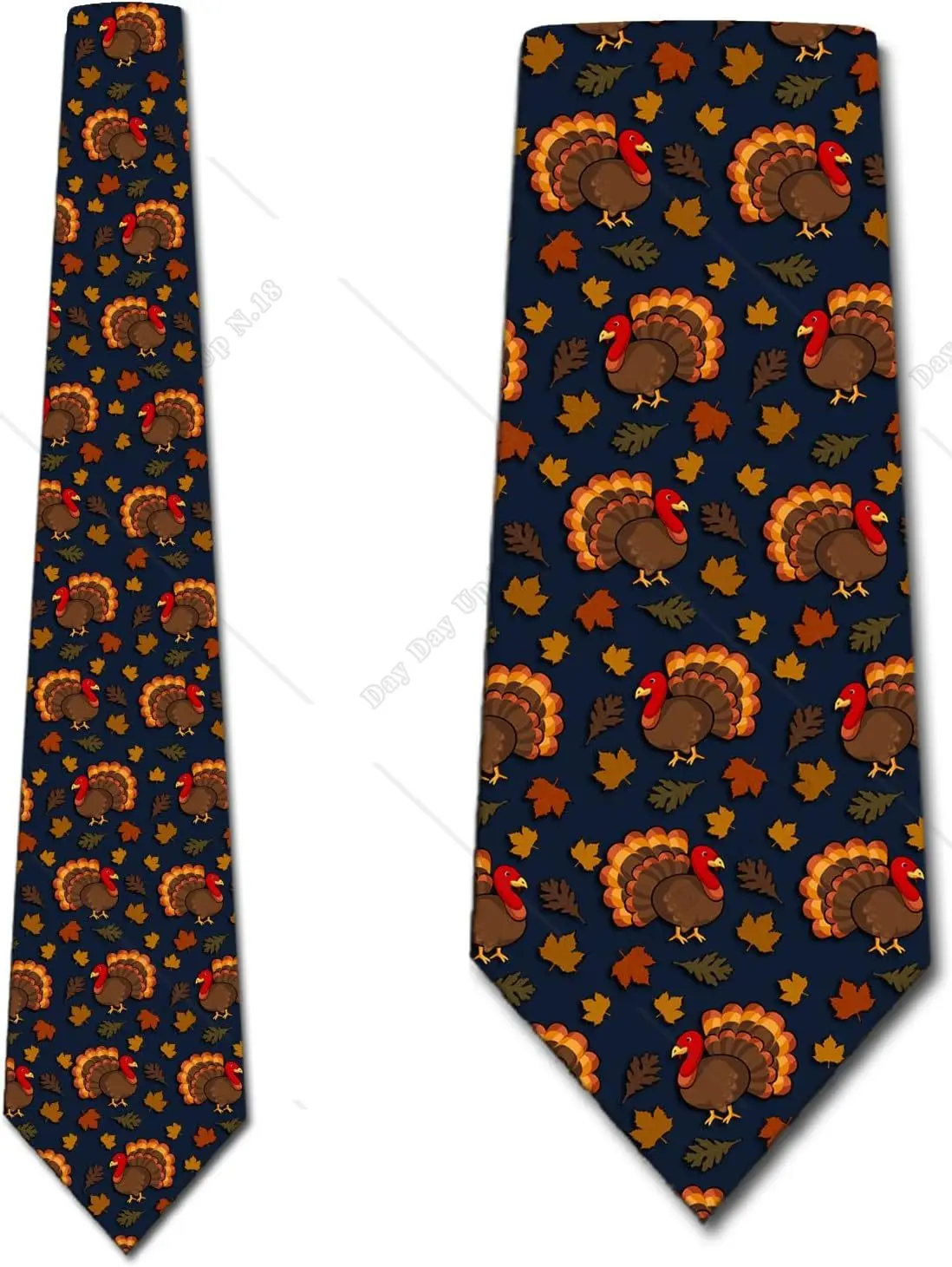 Holiday Turkey Ties Mens Fall Necktie Autumn Leaves Tie Holiday Neckties for Men Dinner Meeting Ties One Size