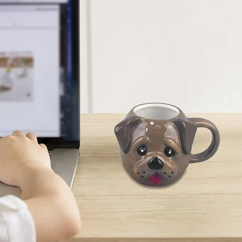 Sculpted Handle Mug Ceramic Dachshund Mug with 3d Sausage Dog Handle Hand-painted Coffee Cup for Dog Lovers Fun Gift for Pet