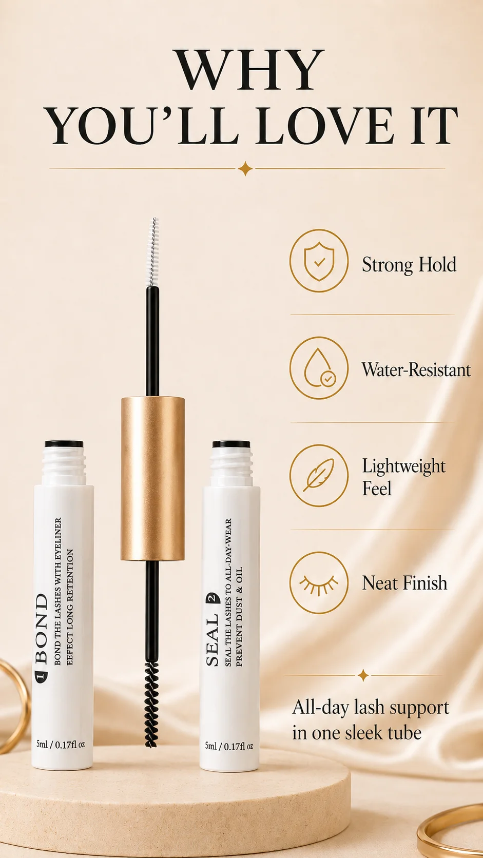 2-in-1 Wimpernkleber und Versiegelung: Wasserfester, Langanhaltender Wimpernverlängerungskleber, Starker Halt für Cluster-Wimpern, DIY Falsche Wimpern Klebstoff – Detail 3