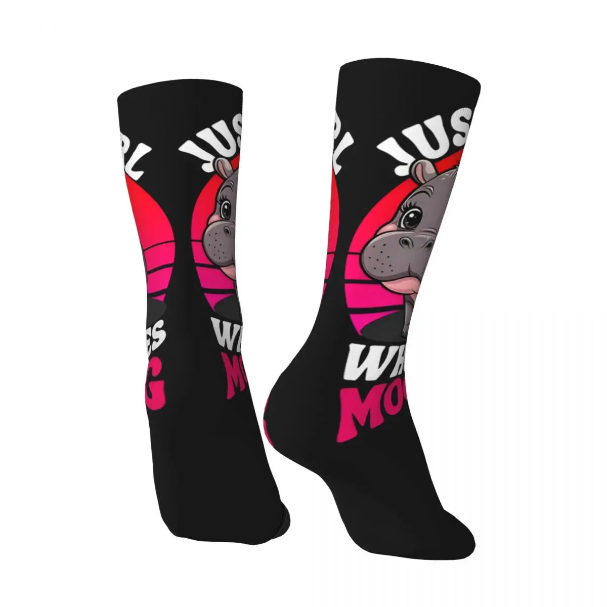 Men Socks Cute Baby Hippo Moo Deng (3) Stockings Autumn Funny Comfortable Socks Design Running Sports Anti Skid Socks