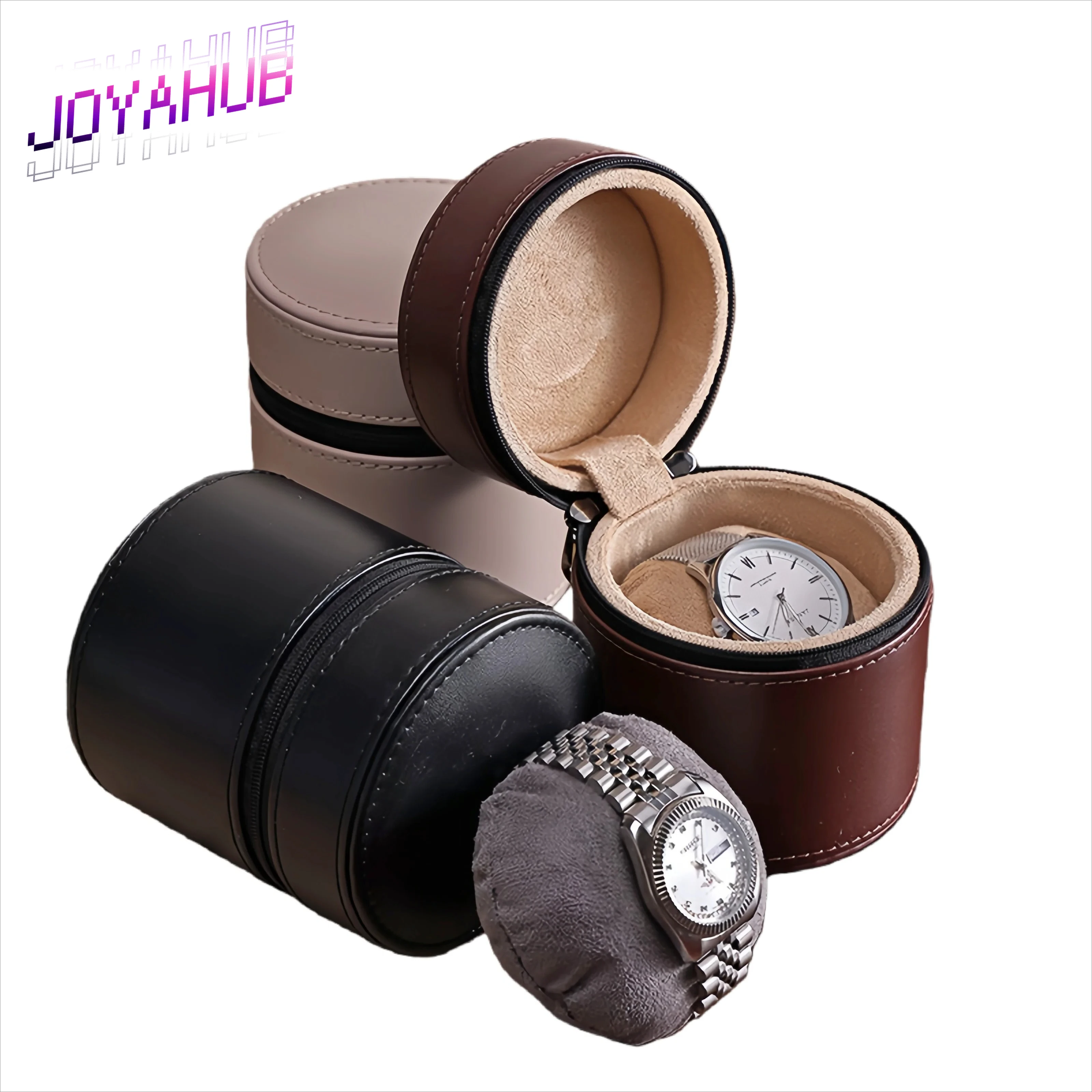

Travel Mini Zipper Jewelry Packaging Box PU leather Portable Small Watch Bag Customized LOGO Portable Watch Storage Box OEM