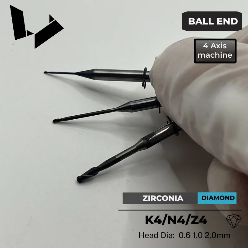 VHF ZIRCONIA Milling -Z100-R2-35 Z200-R3-35 Replacement Double & Triple Tooth Diamond Coated Zirconia Cutter