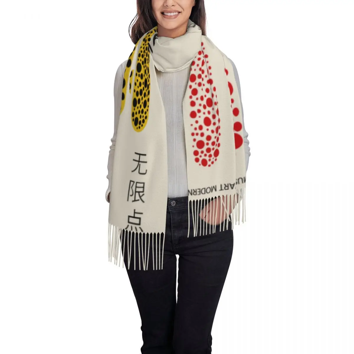 Personalized Print Yayoi Kusama Abstract Art Scarf Women Men Winter Fall Warm Scarves Shawl Wrap