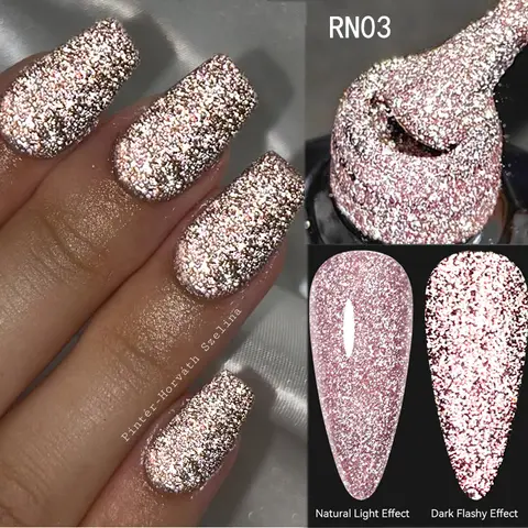 Bilashmart LILYCUTE 7ml Shiny Reflective Gel Nail Polish Glitter Neon Semi Permanent UV LED Gel Soak Off Fluorescent Nail Varnish Manicure