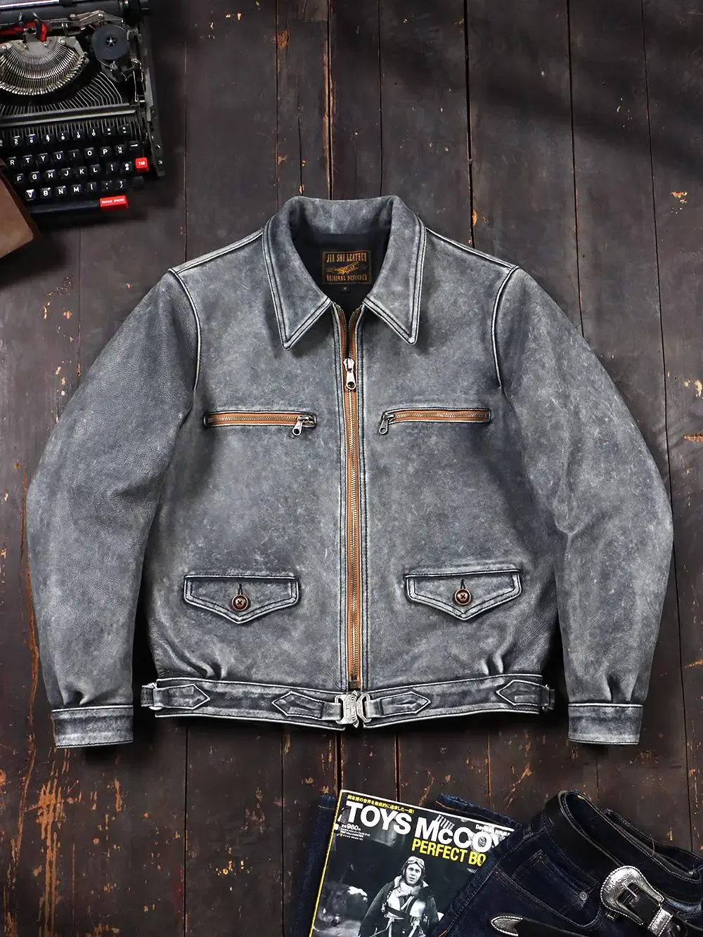 

Tailor Brando 1,7 мм без покрытия из матовой состаренной воловьей кожи Hartman, мужская классическая короткая куртка из натуральной кожи