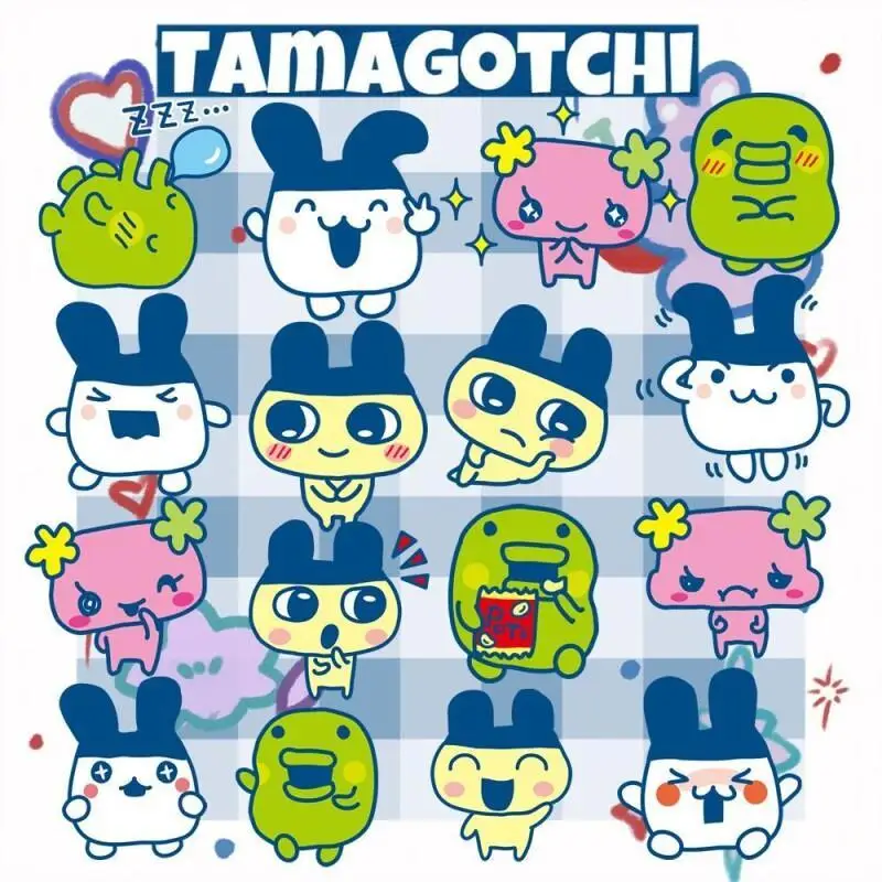 

Cartoon Japanese Anime Periphery Mametchi Tamagotchi Electronicpet Sticker Waterproof Creative Journal Stationery Sticker Gift