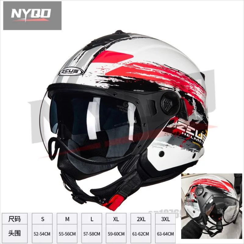 

3/4 Open Face Helmet Male Female Universal for All Seasons Motorcycle Half Helmet Double Lens Large Size Summer Capacete Casco