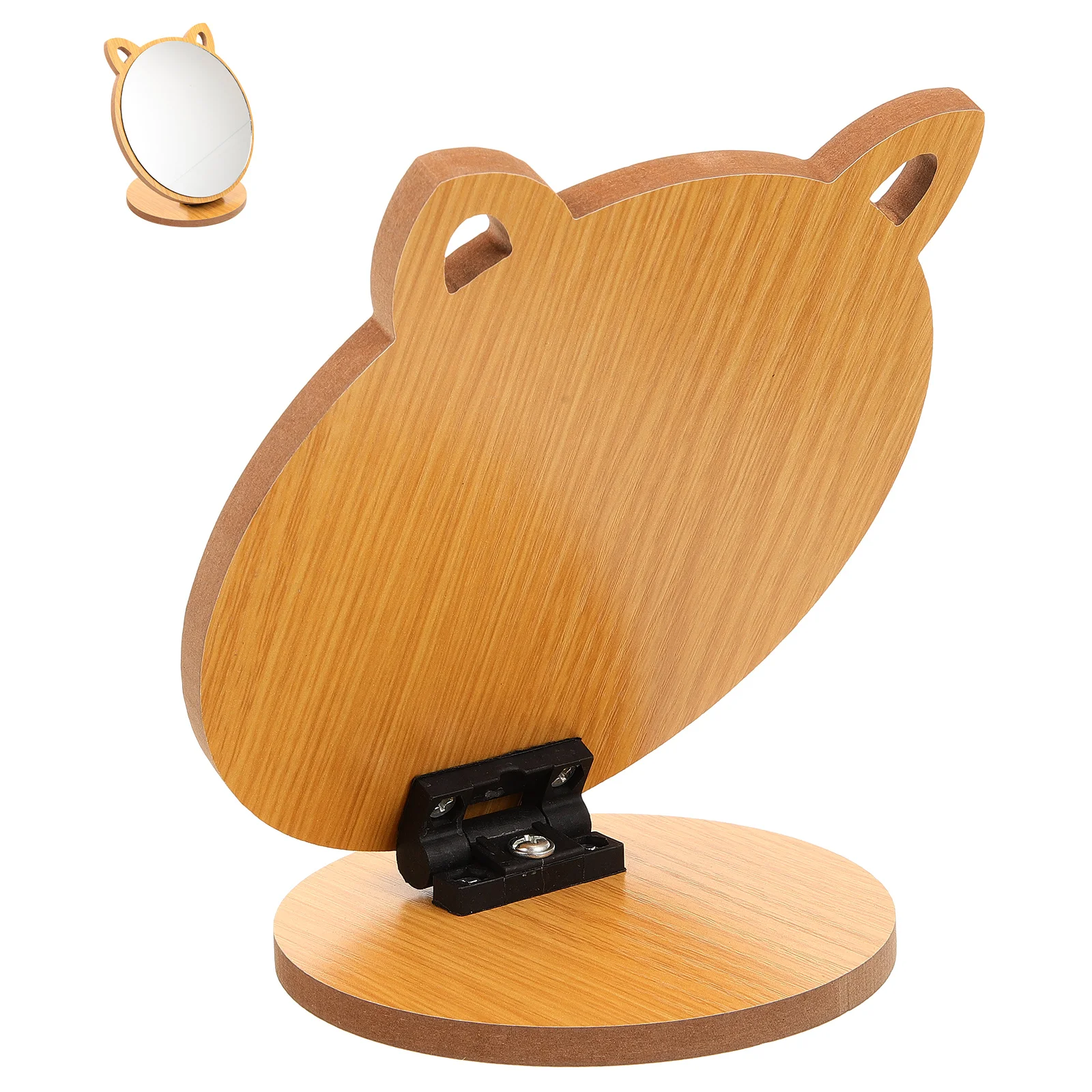 Wooden Vanity Mirror Portable with Light Desk LED Desktop Makeup Cute Adorable Decorate