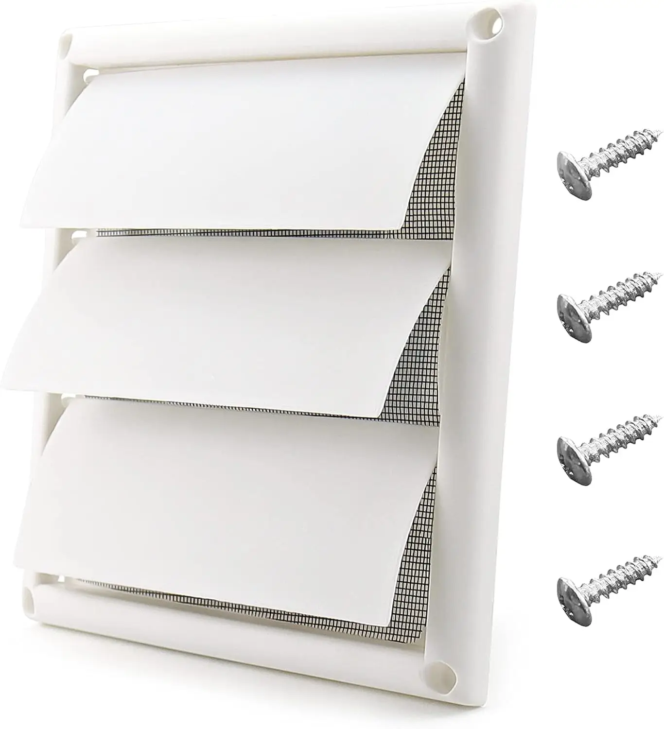 

6" Louvered Vent Cover, 8" x 8" Oversize for Exterior Wall Airflow, White