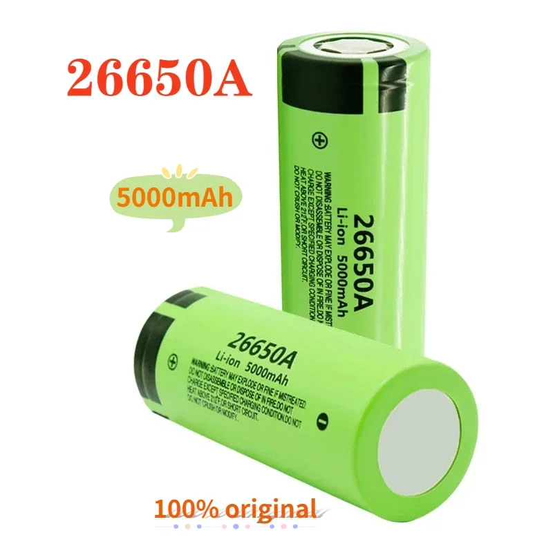 Brand New 100% Original 26650 20A Rechargeable Lithium Battery 26650A, 3.7V 5000mAh Large Capacity Suitable for Flashlights