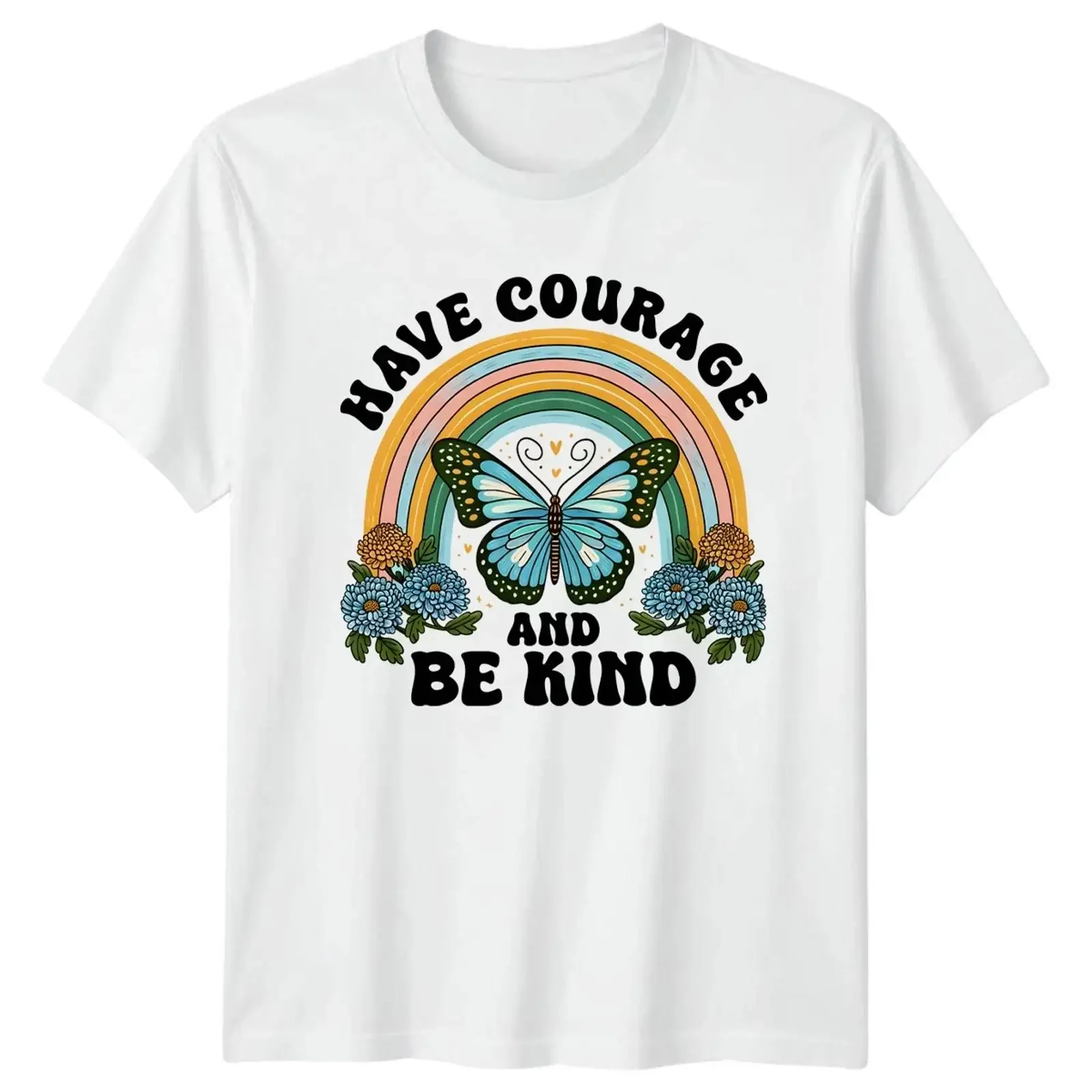 T-shirt « Aie du courage et sois gentil » Schmetterling Boho Natur Inspirierend Geburtstag vintage Washed streetwear