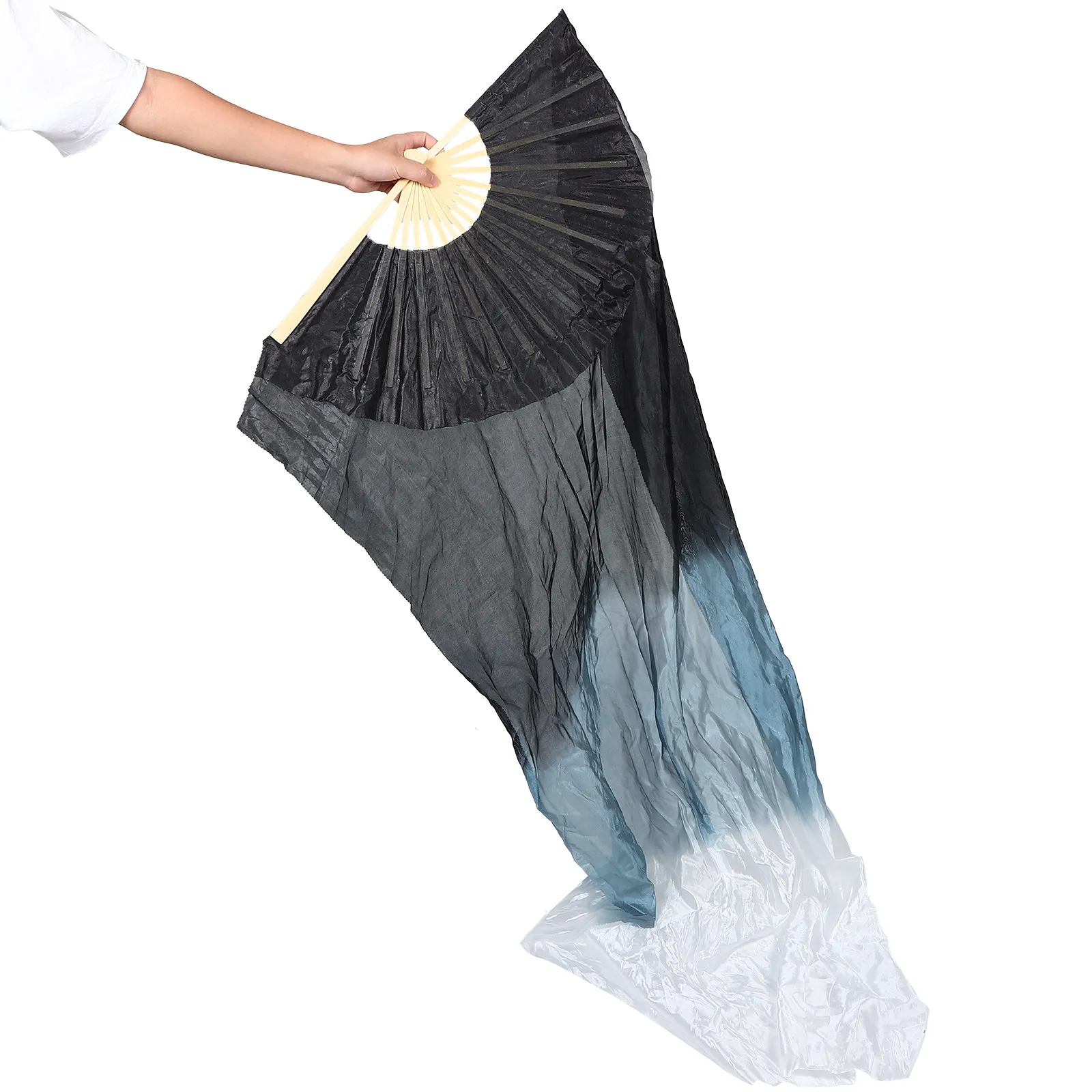 

2Pcs Dance Fans Gradient Polyester Long Folding Bamboo Veils for Belly Dance Stage Performance Party Supplies Dancing Veil Fans
