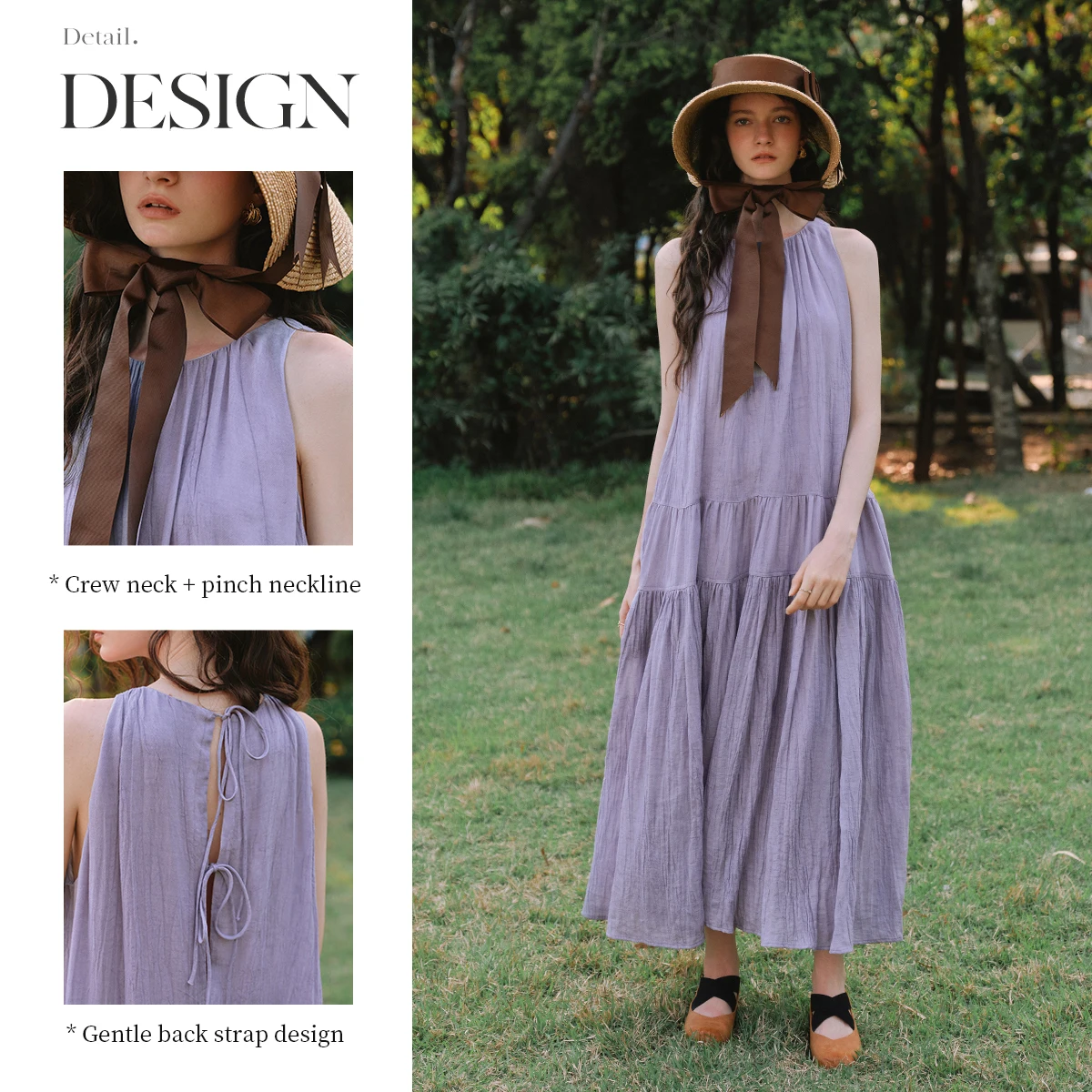 OLrain الصيف الأرجواني فستان عطلة طويلة 2025 بلا أكمام فضفاضة تعادل الظهر عطلة موضة فستان فلوي ملابس امرأة O57XL99228 #5