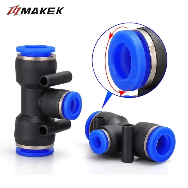 

PE Air Connectors 4mm 6mm 8mm 10 12MM Pneumatic Fitting Quick Connect Slip Lock Tee 3Way Plastic Pipe Water Hose Tube Connector