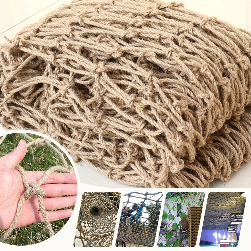 4/6mm Hemp Rope Climbing Net Nature Jute Rope DIY Craft Child Safety Net Wall Decoration Garden Balcony Stair Protection Fence