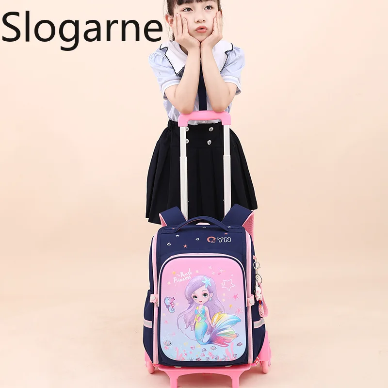 Children School Bags Girls Boys Rolling Backpack Bags Girl School Trolley Bag Wheeled Backpacks Kids School Luggage with Wheels