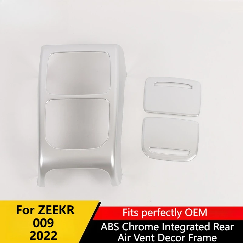 For ZEEKR 009 2022ABS Chrome Integrated Rear Air Vent Decor Frame Rear Armrest Anti Kick Bright Slice Panel Interior Accessories