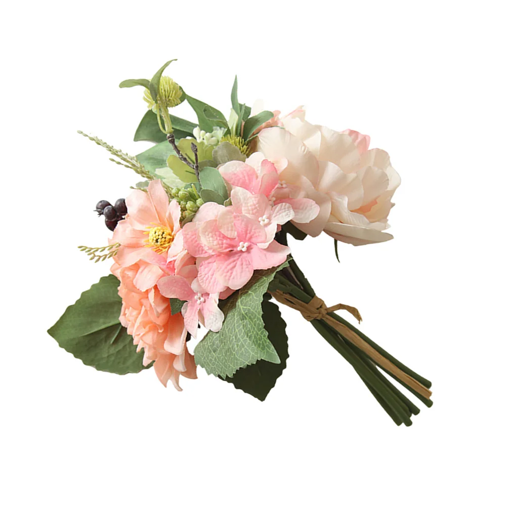 

1Pcs Artificial Peony Bouquet Natural Lifelike Peach Pink Flower Arrangement for Home Garden Front Porch Decoration