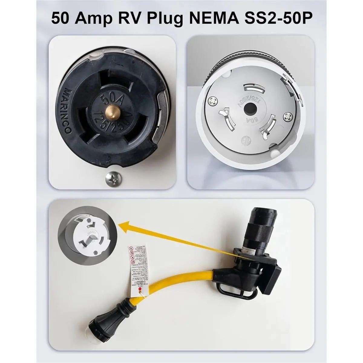 Home Tool 50 Amp Twist Lock Plug, NEMA SS2-50P Male Connector Compatible with CS6365C, 3-Pole 4-Wire 125/250V Generator Plug