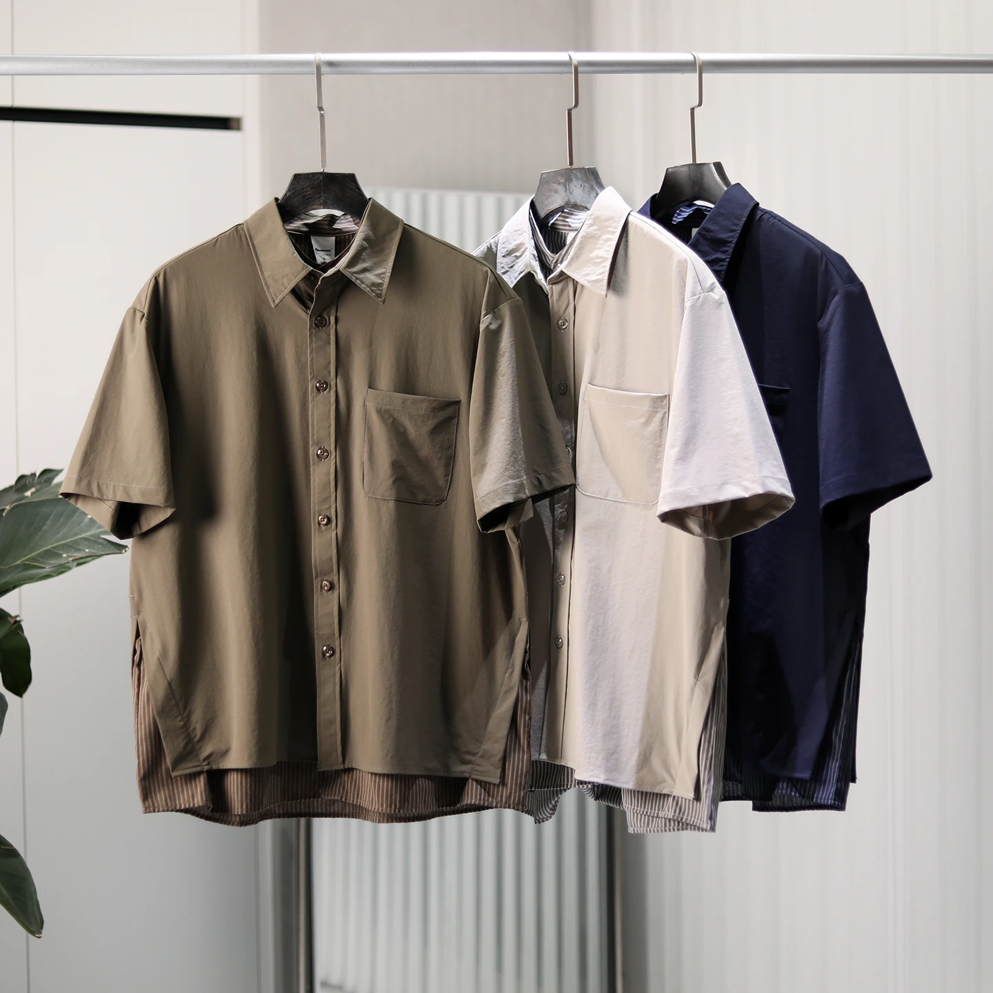 Loose Fit Summer Men's Striped Short Sleeve Shirt CityBoy Style Fashion Casual High Elasticity Breathable Youth American Leisure