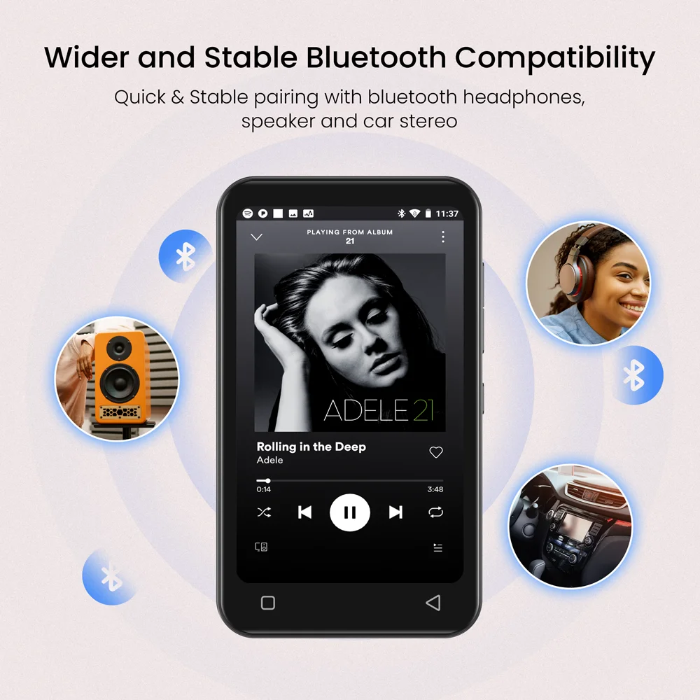 مشغل موسيقى MP3/MP4 محمول يعمل بنظام أندرويد ومكبرات صوت بلوتوث وواي فاي، يدعم Spotify Premium Dac، dap، راديو، HiFi Player Walkman #6