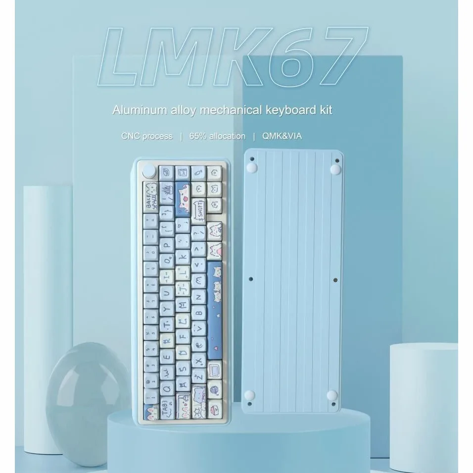 

LMK67 Aluminium Alloy Mechanical Keyboard DIY Kit with Knob,Gasket Structure,Triple Mode,65% Layout,Hot Swappable