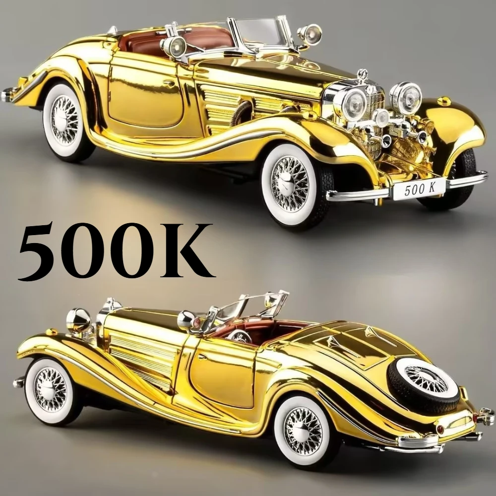 Voiture miniature modèle E-TYPE 1:24 500K en alliage moulé sous pression avec fonction de recul, lumières et musique, pour l'éveil des enfants