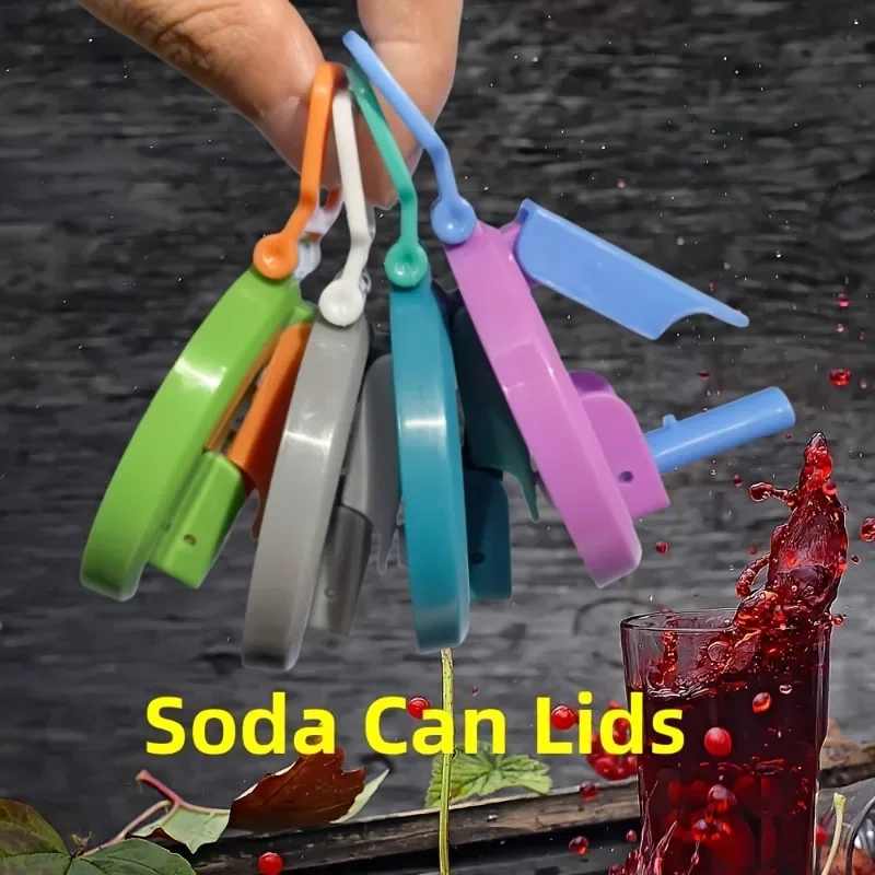 1 Juego de tapa de lata de refresco reutilizable de cuatro colores, se puede utilizar para bebidas, jugos y refrescos, viene con una pajita reutilizable
