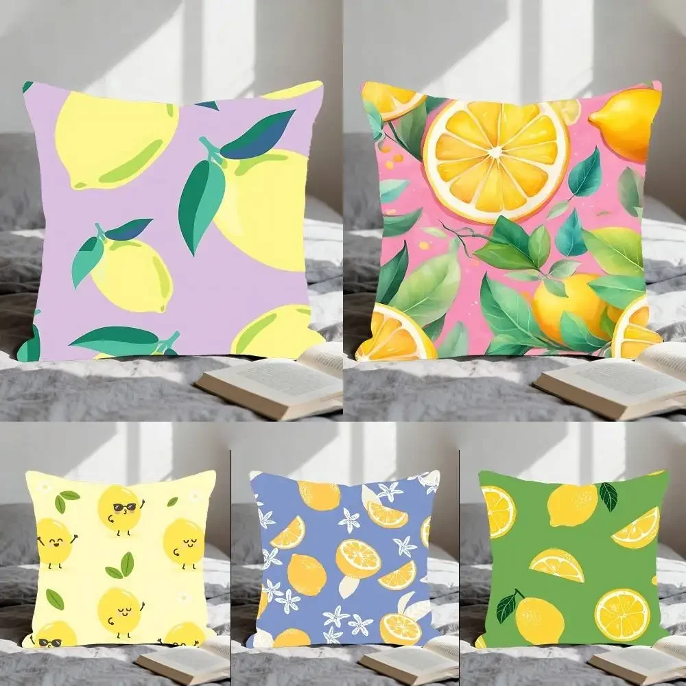 Cartoon Fruit Lemon Pillow Case Elegant Couple Home Living Room Bedroom Decorative Rectangle Pillowcase Sofa Cushion Cover