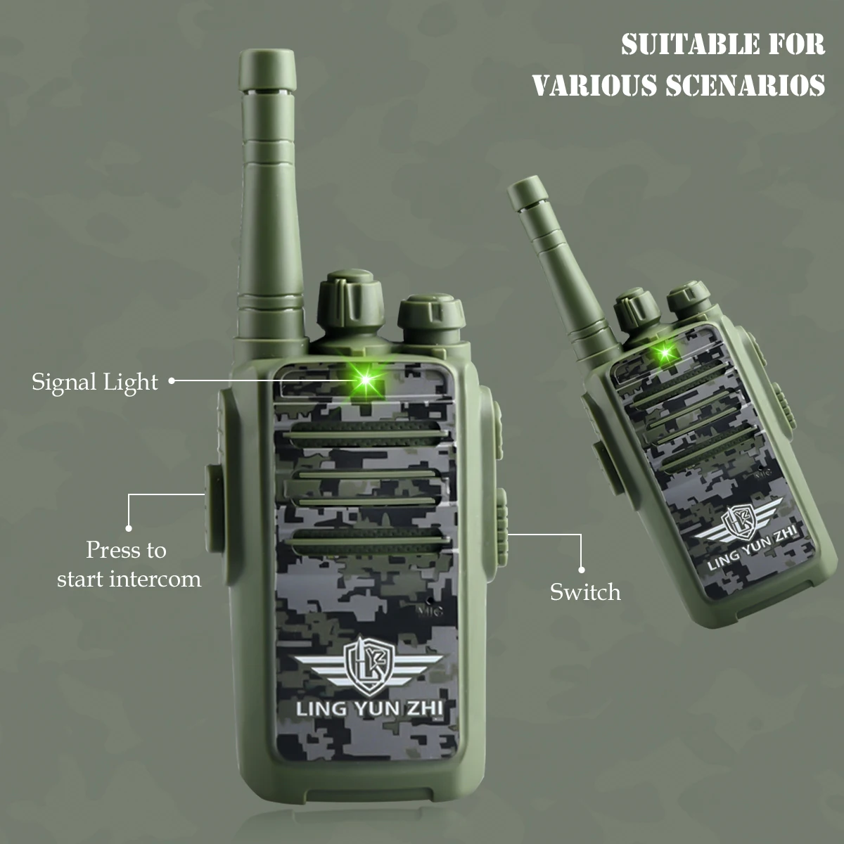 2 ชิ้นอิเล็กทรอนิกส์ Long Range Walkie Talkie ของเล่น Intercom Mini Interphone เสียงดิจิตอลการสื่อสารเกมในร่มและกลางแจ้ง