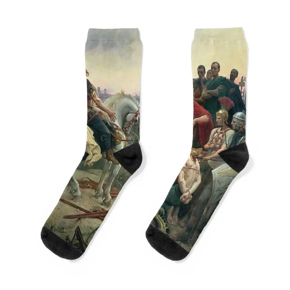 

Lionel Noel Royer's Vercingetorix Throws Down His Arms at the Feet of Julius Caesar, 1899 Socks winter Socks For Men Women's