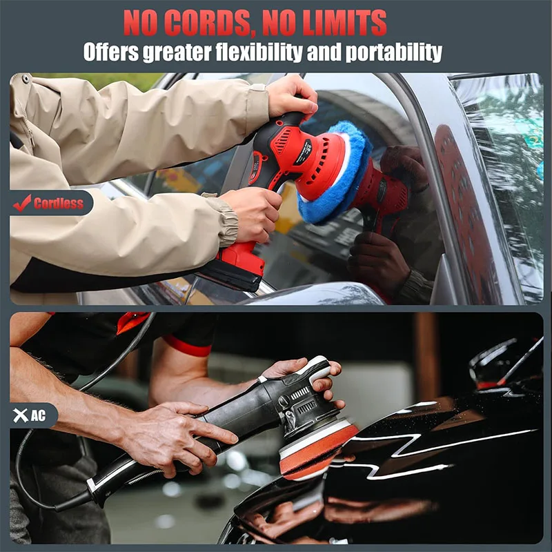 Cordless Car Polisher for Car Detailing Compatible for Milwaukee M18 Battery, Power Polishers and Buffers Up To 5500Rpm, Orbital Buffer Cordless for Car with 8 Variable Speed -NO Battery view 4