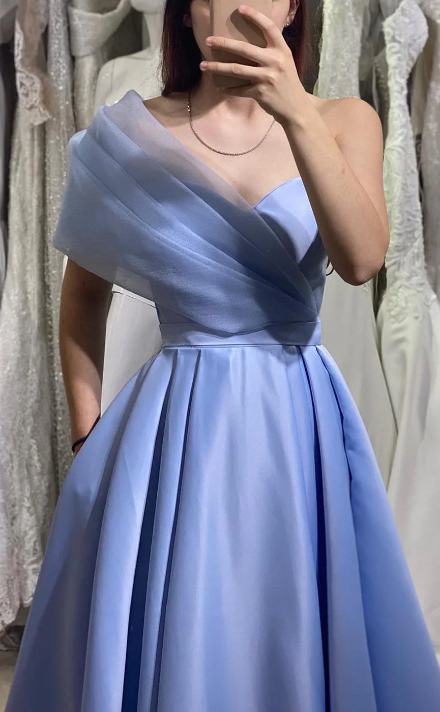 Satin One Shoulder Evening Dresses A-line Plain Sweetheart Formal Evening Dress Sleeveless Elegant Party Dresses For Women 2024