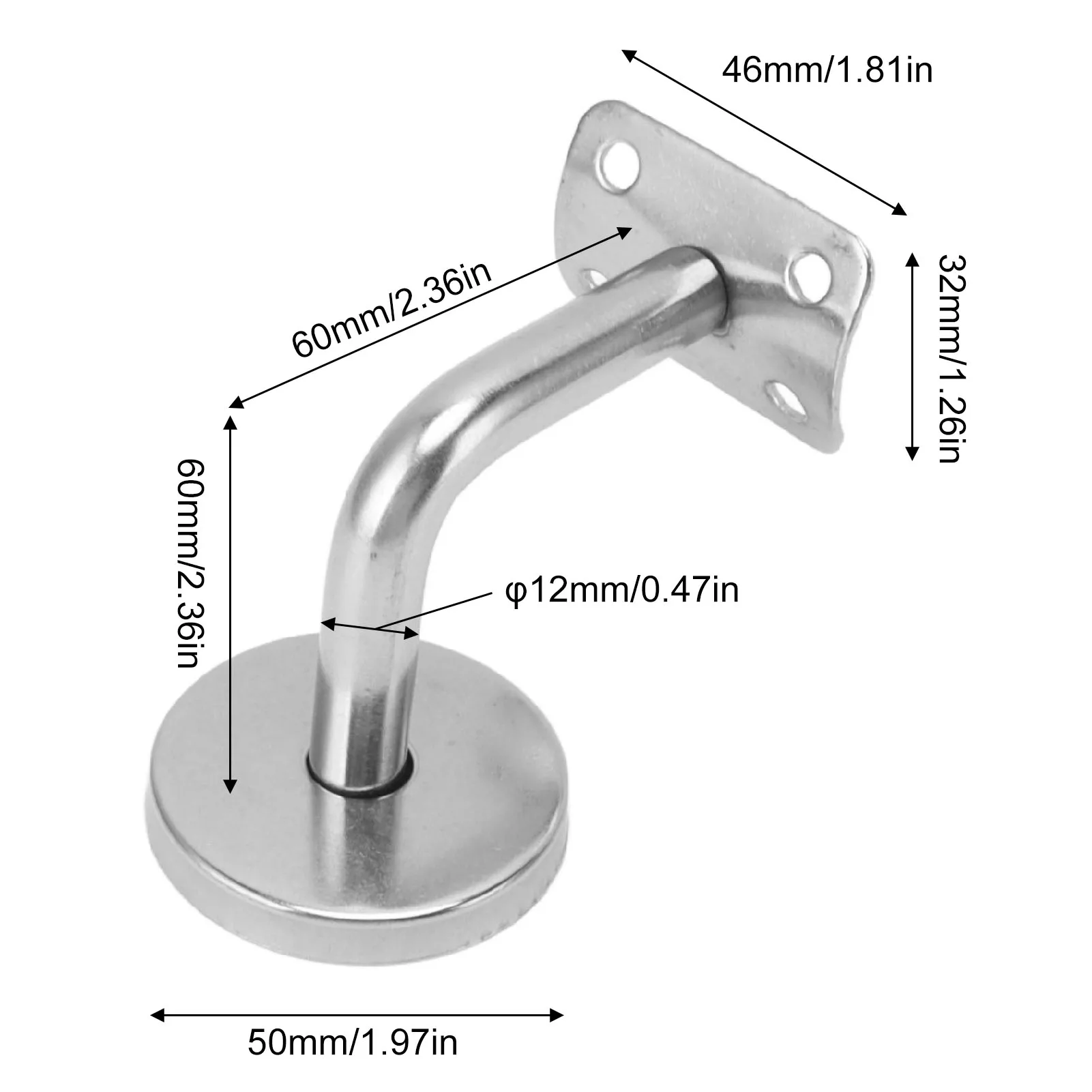 Image 7: 6 supports de main courante murale 60*60mm en acier inoxydable 304, robustes, pour escalier