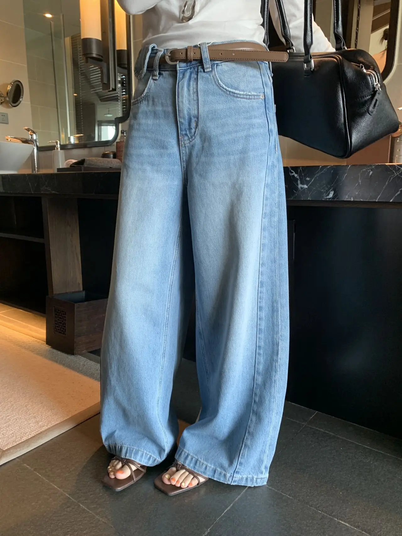 

Lilian GM Slimming Casual Pants High Waist Loose Fit Summer Jeans Ladies' Zipper Sle Faionable All-Match Concealing