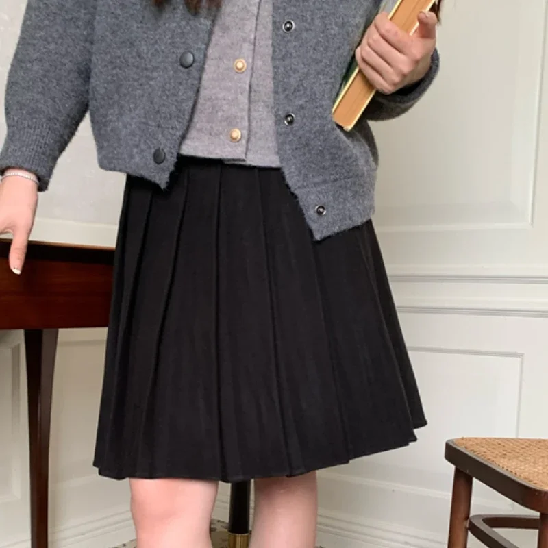 Woolen Women Skirts Solid Autumn Winter Korean Fashion Faldas Mujer Preppy Style Sweet Basics Retro Mini Skirt