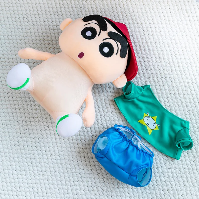 65cm Kawaii Crayon Shinchan juguete de peluche con capucha Shinchan muñeco de peluche Linda figura de Anime para niños cumpleaños regalo de Navidad tamaño grande