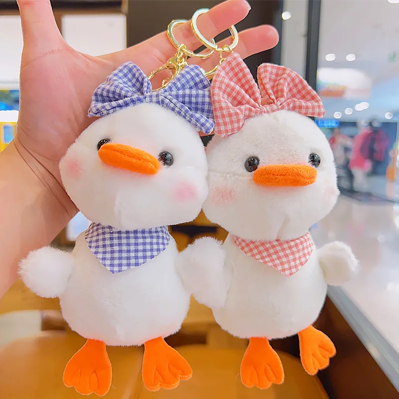 

new Cute bow tie duck plush keychain lifelike soft cool pendant funny decorate fashione boutique birthday couple gift