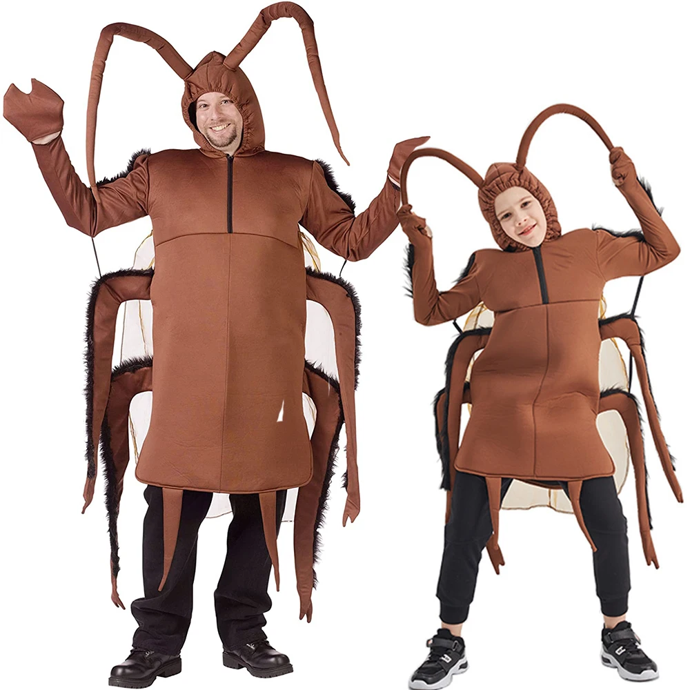 

2025 New Arrival Boy Cuddly Roach Halloween Dress Up Men Cockroach Costume Bodysuit with Sleeves