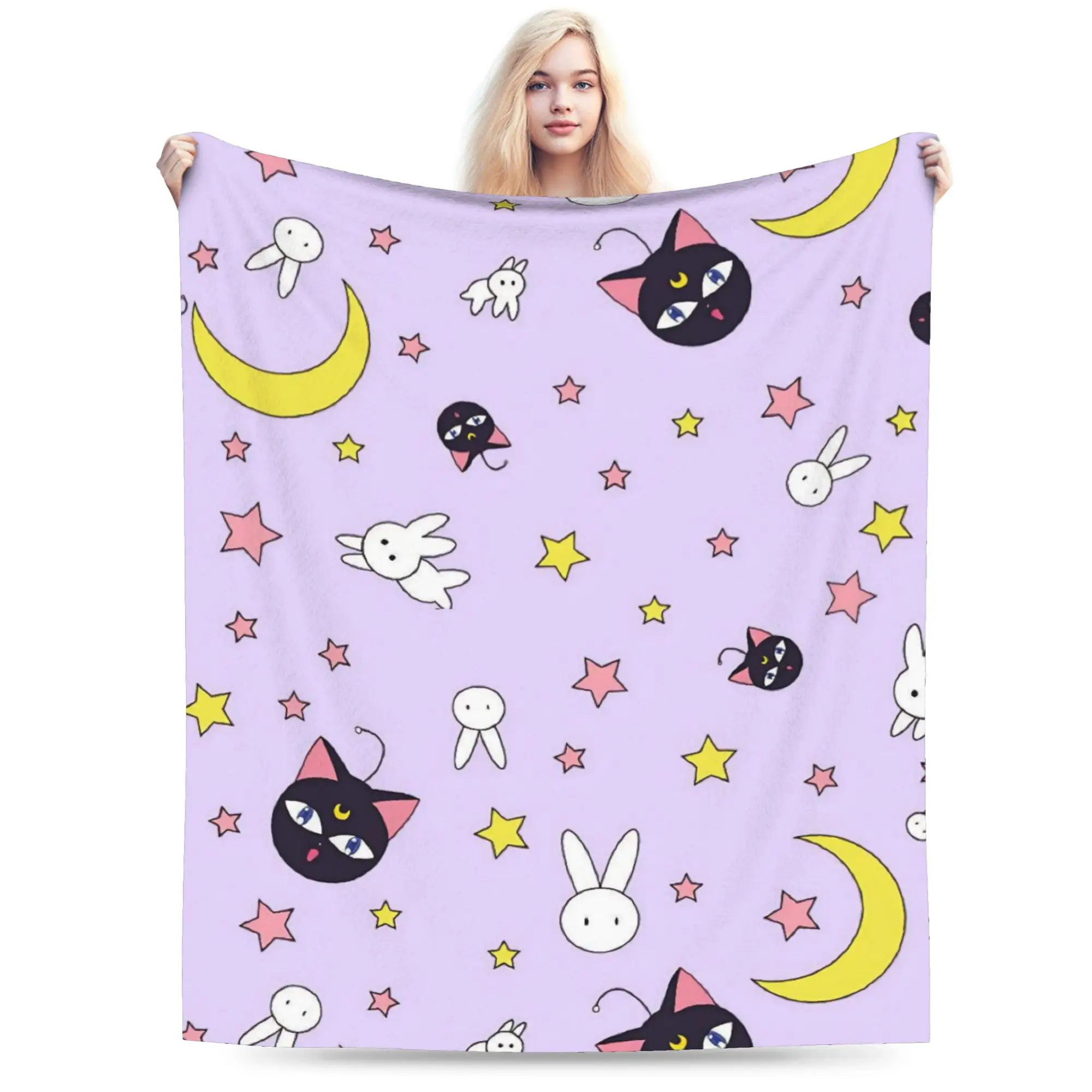 Manta de franela Sailor Moons, ropa de cama suave y duradera para invierno para niñas y niños, colcha novedosa, funda para sofá