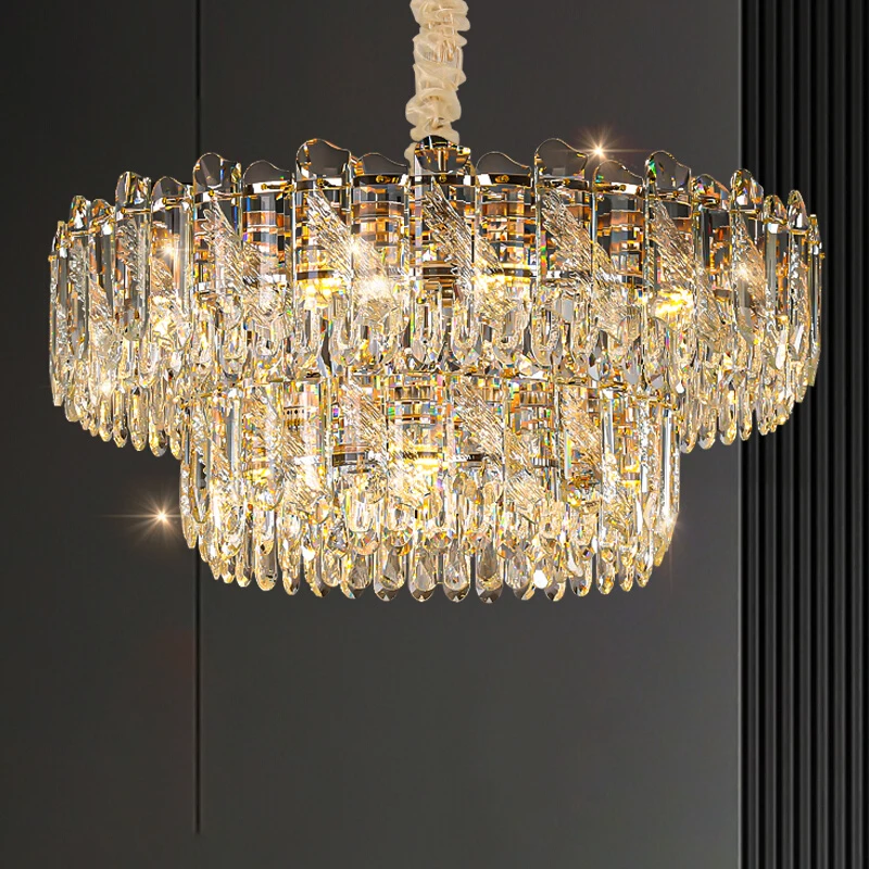 Light Luxury Crystal Chandelier Living Room Light Simple Modern Atmosphere Master Bedroom LED New Dining Room Lighting Lamps