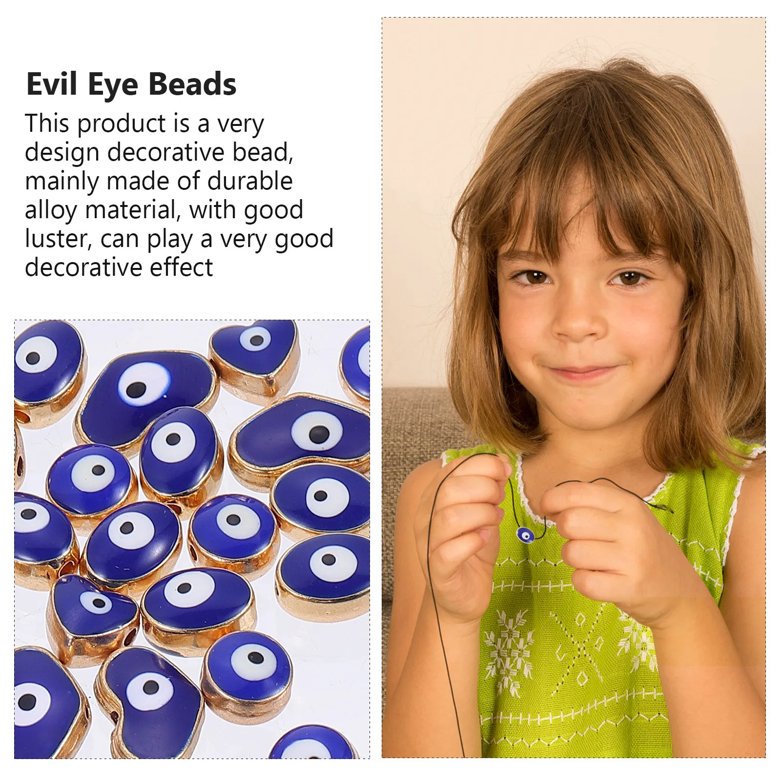 

40 шт. заготовок для рукоделия: бусины-подвески «Злой глаз» из сплава для браслетов, ожерелий, серег и других ювелирных изделий