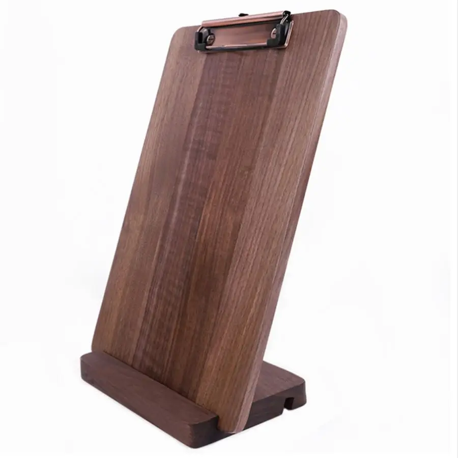 

Hardwood Walnut Clipboard with Stand Set Ideal for Menu Display, Receipt Holder, and More for Restaurants, Bars, Coffee Shops, S