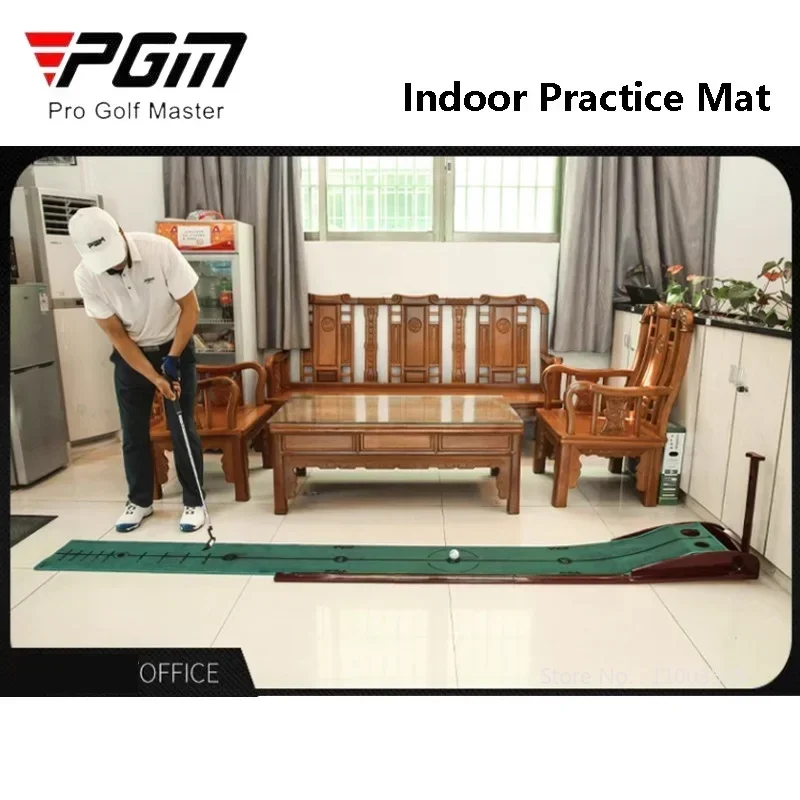 PGM Display Trajectory Golf Putting Trainer Ball Auto Return Fairway Putting Practice Mat Wood Velvet Mini Golf Green Trainer