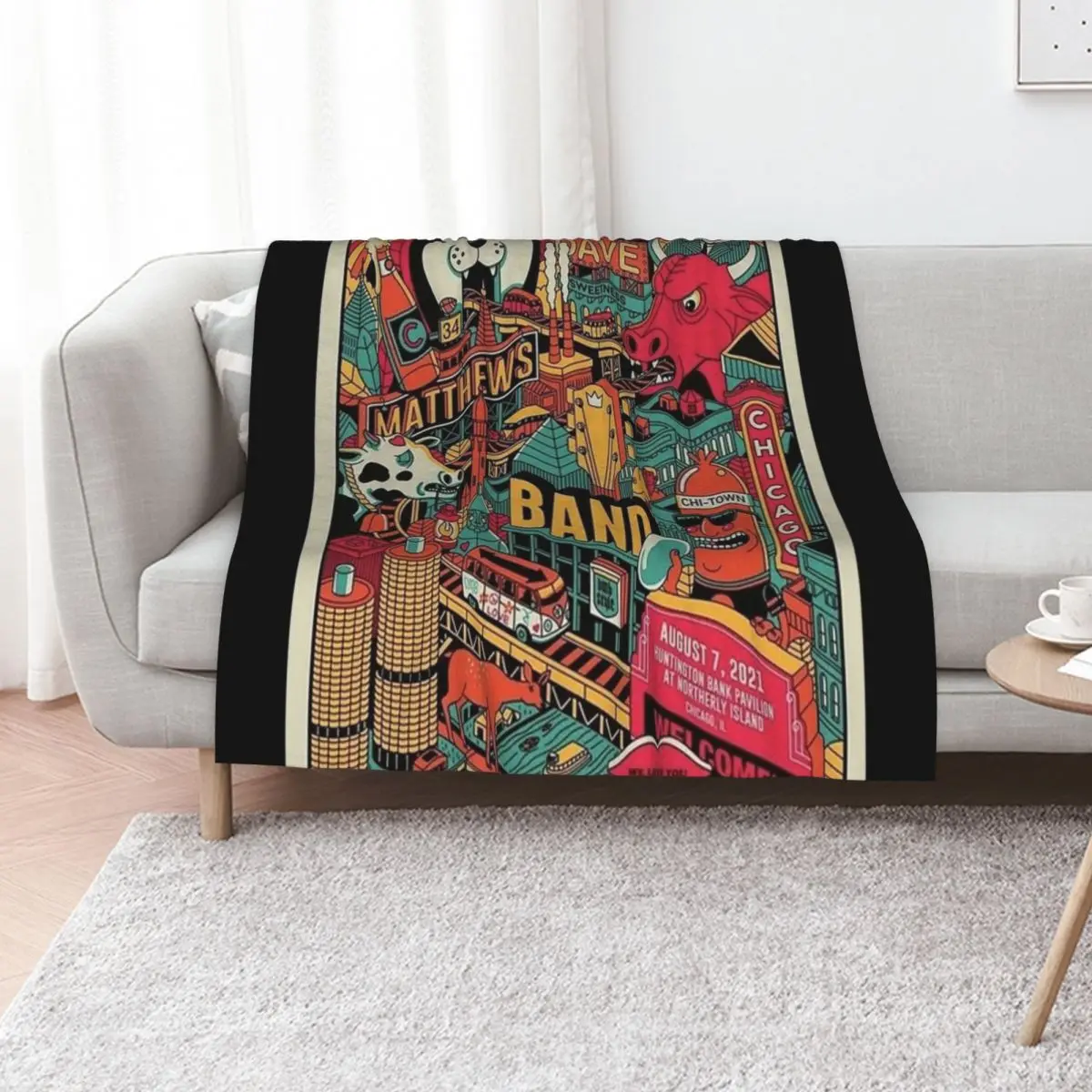Fly me to the Chicago - trending Throw Blanket Stylish Couch Blanket for Home Living Room