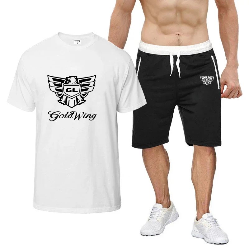 Goldwing GL1500 2024 Summer New Men Hot Sale Short-sleeved Shirt Shorts Casual With Good Quality Breathable Solid Color Set